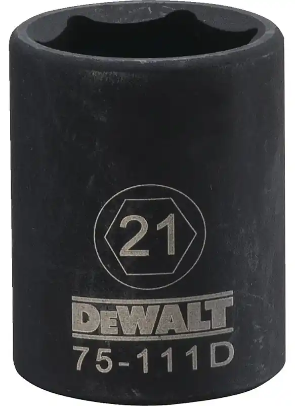 Metric Impact Socket, 6-Point, Black Oxide, 1/2 In. Drive, 21mm