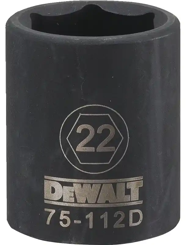 Metric Impact Socket, 6-Point, Black Oxide, 1/2 In. Drive, 22mm