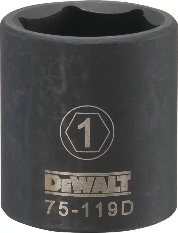 SAE Impact Socket, 6-Point, Black Oxide, 1/2 In. Drive, 1 In.