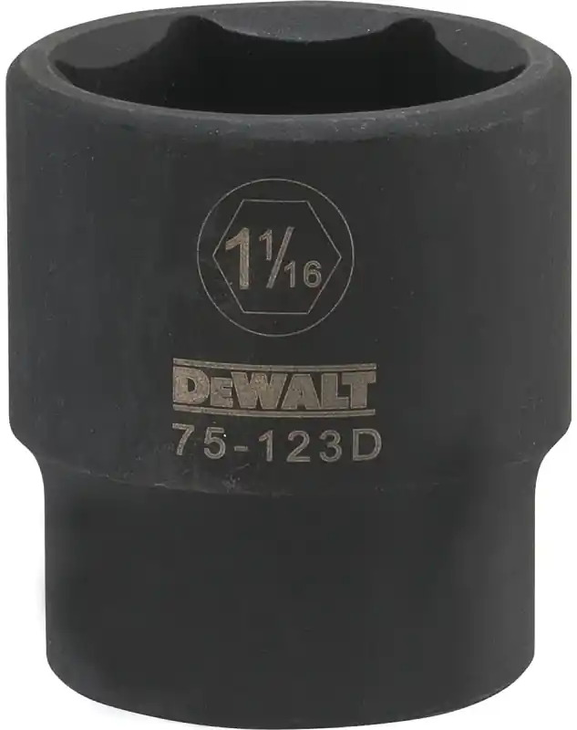 SAE Impact Socket, 6-Point, Black Oxide, 1/2 In. Drive, 1-1/16 In.