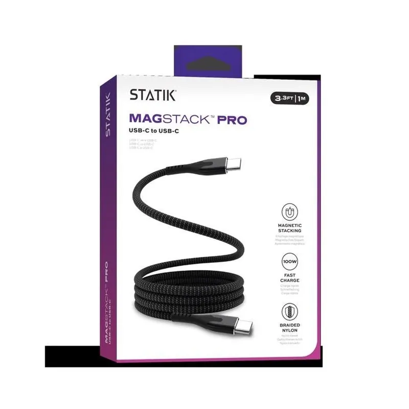 Statik MagStack Type C To Type C Cable – 3.3 Ft Black