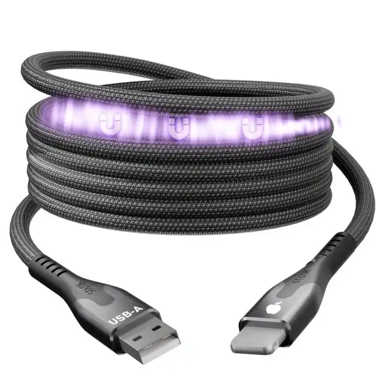 Statik MagStack Magnetic Lightning‑to‑USB‑A Cord – 3.3 ft Black