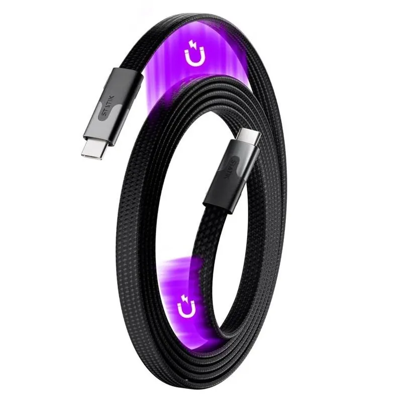 Statik MagStack Slim 6.6‑ft Black USB‑C To USB‑C Fast Charging Cable