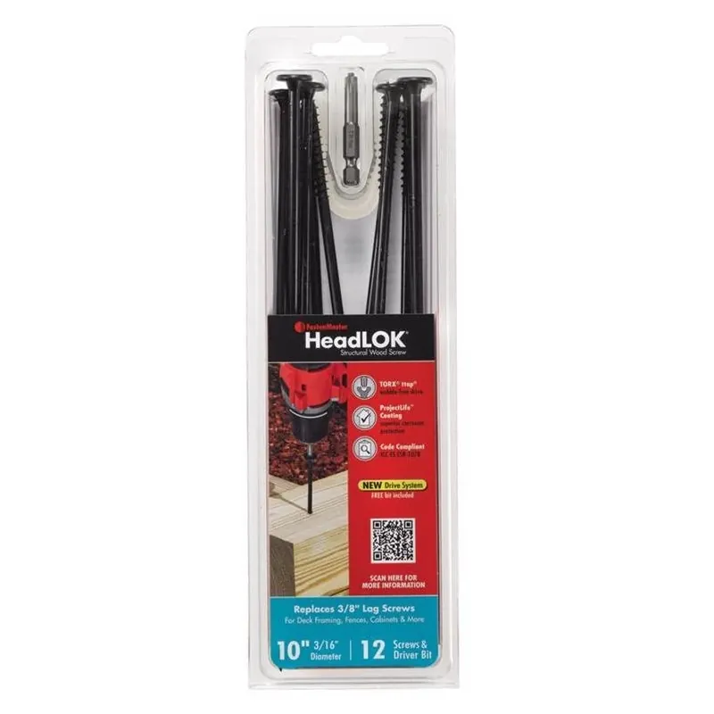 FastenMaster Headlok 10‑in. Torx T30 Coarse‑Thread Structural Wood Screws – 12‑Pack