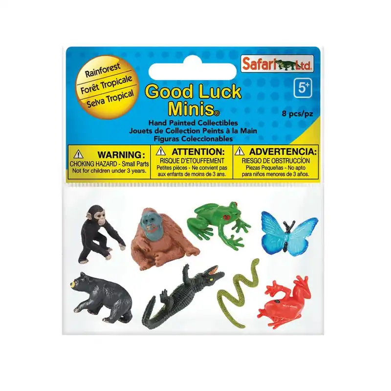 Safari Ltd. Good Luck Minis Rainforest Fun Pack – 8 Plastic Mini Figures