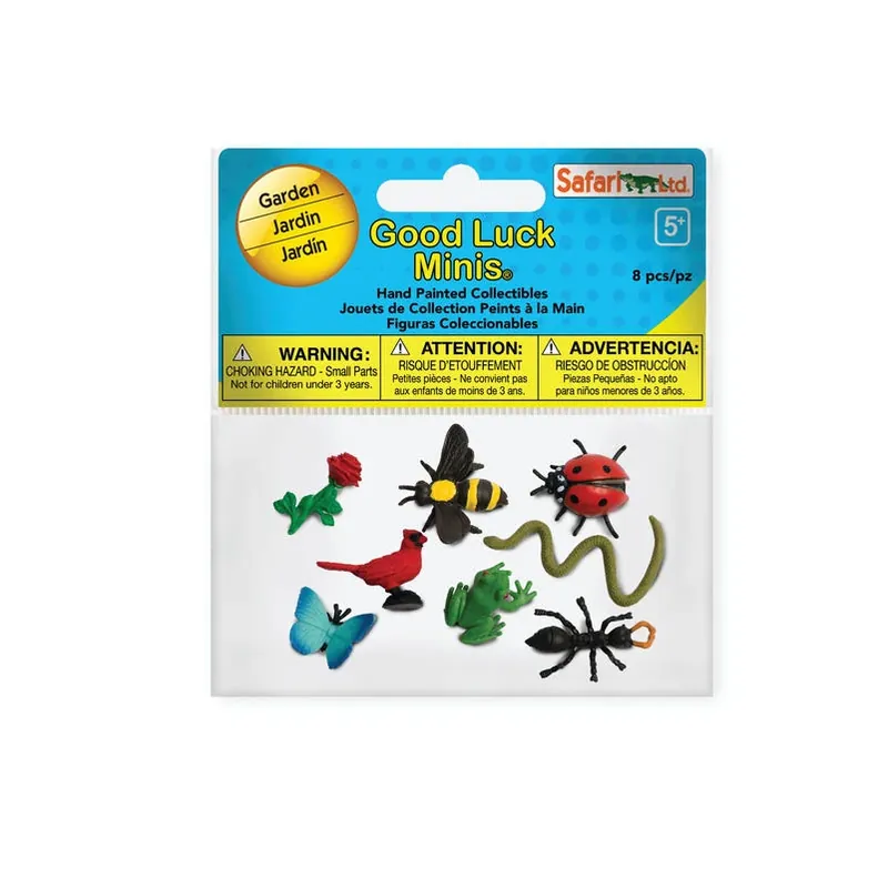 Safari Ltd. Good Luck Minis 8‑Piece Garden Fun Toy Set – Miniature Outdoor Play Figures