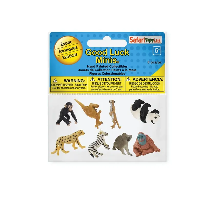 Safari Ltd. Good Luck Minis Exotic Animal Fun Toy Set – 8 Vibrant Plastic Figures