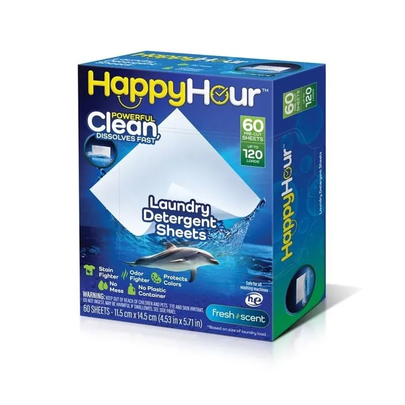 Happy Hour Fresh Laundry Detergent Sheets – 60 Count, 120 Loads, Eco‑Friendly Clean