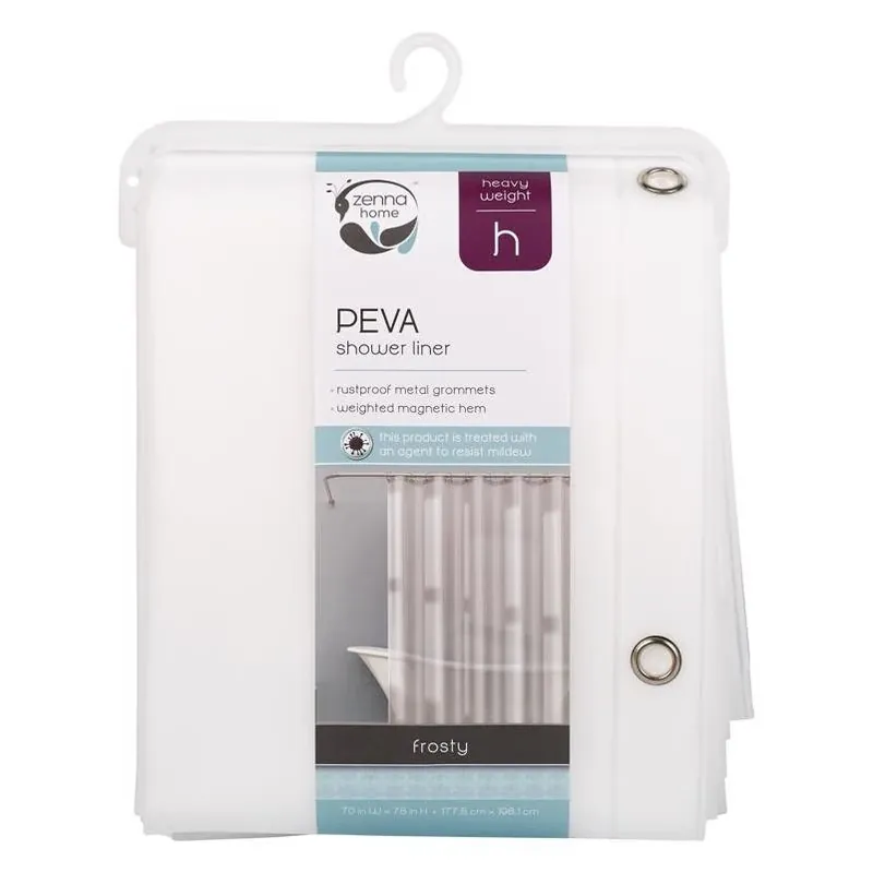 Zenna Home Frosted PEVA Shower Curtain Liner – 78" X 70" Heavy‑Duty Waterproof Bathroom Divider