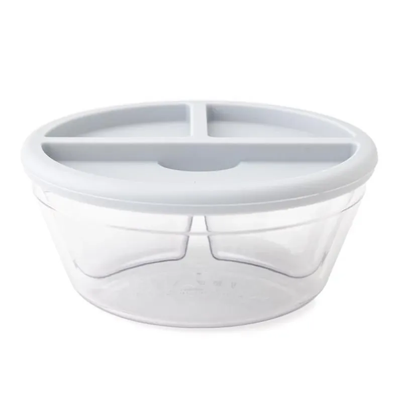 Rigwa Life Triple‑Compartment Divider Set – Crystal‑Clear Tritan Inserts With Leak‑Proof Silicone Lids For 40‑oz Insulated Bowls