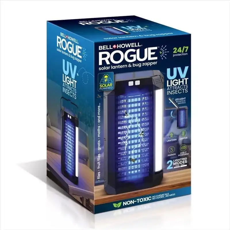 Bell & Howell Rogue 2‑Watt UV Mosquito Zapper Lantern – 1500 sq ft Indoor/Outdoor