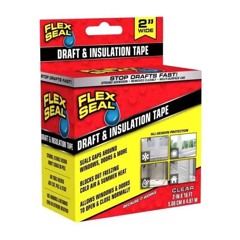 Clear Flex Seal Draft & Insulation Tape – 2" X 16‘ Weather‑Resistant Rubber Seal