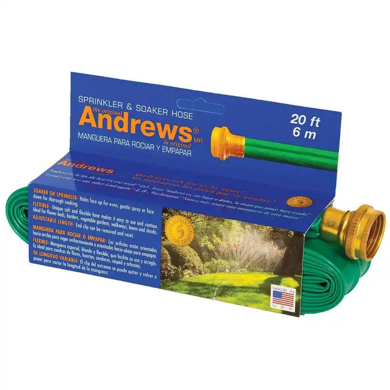 Andrews 20‑Foot Medium‑Duty Sprinkler & Soaker Hose – Kink‑Resistant PVC Irrigation