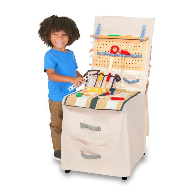 PopOhVer Salus 39-Piece Kids Tool Bench Set – Mini Workshop Playset