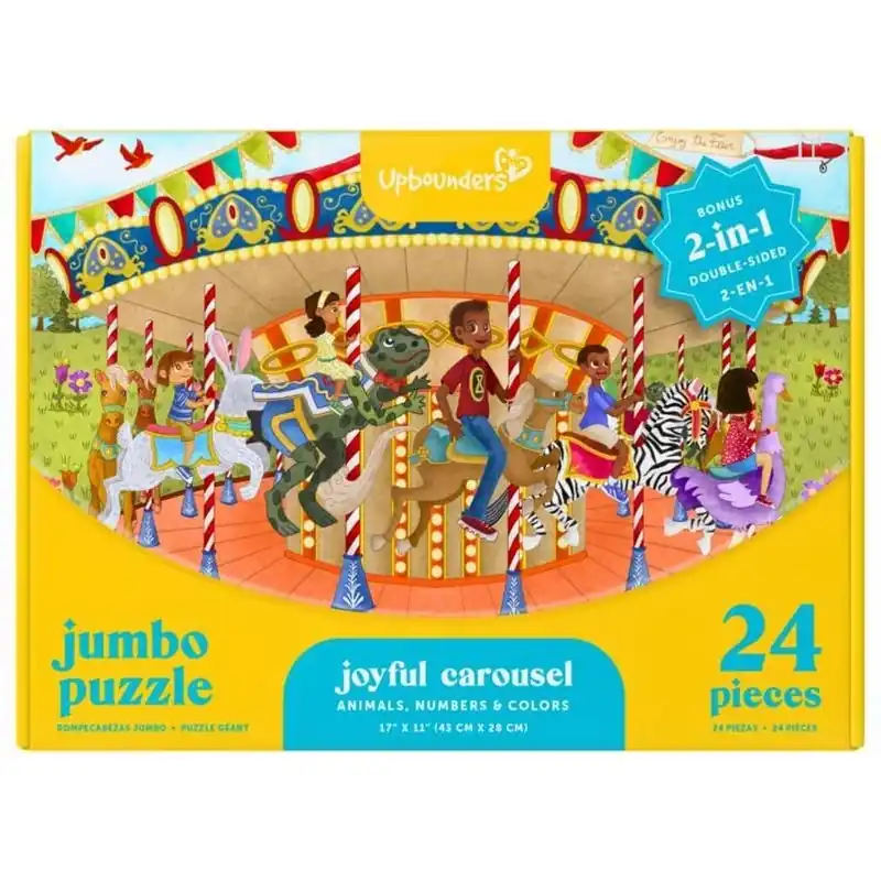 Upbounders 24‑Piece Dual‑Sided Jumbo Carousel Puzzle – Kids Floor Puzzle