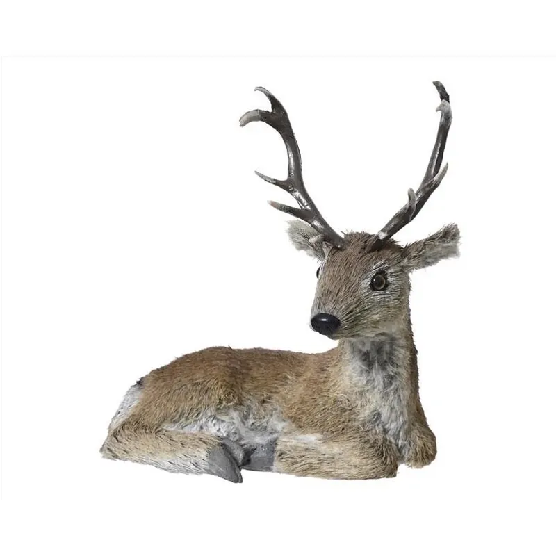 Decoris 10‑Inch Brown Artificial Fur Deer Table Décor – Rustic Holiday Accent