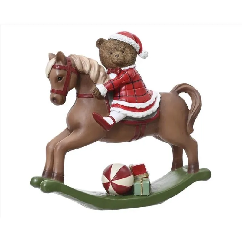 Decoris Multicolored Bear Rocking Horse Table Décor – 8‑Inch Resin Accent