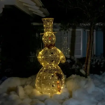 71 In. Extra Large Gold Wire Holiday Snowman With Warm White Led Lights