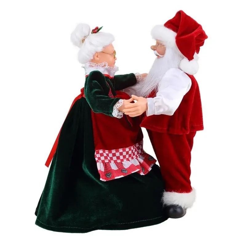 Mr. Christmas 12‑Inch Multicolor Dancing Santa & Mrs. Musical Animated Holiday Figure