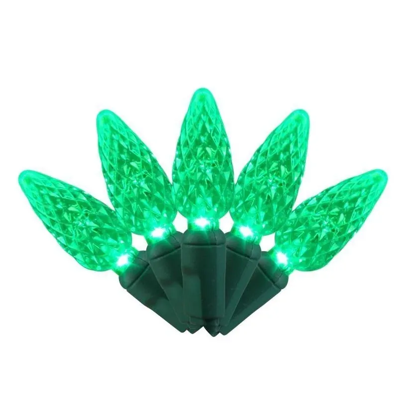 Celebrations LED C6 Green Christmas Light Bulbs – 5‑Count Replacement Set