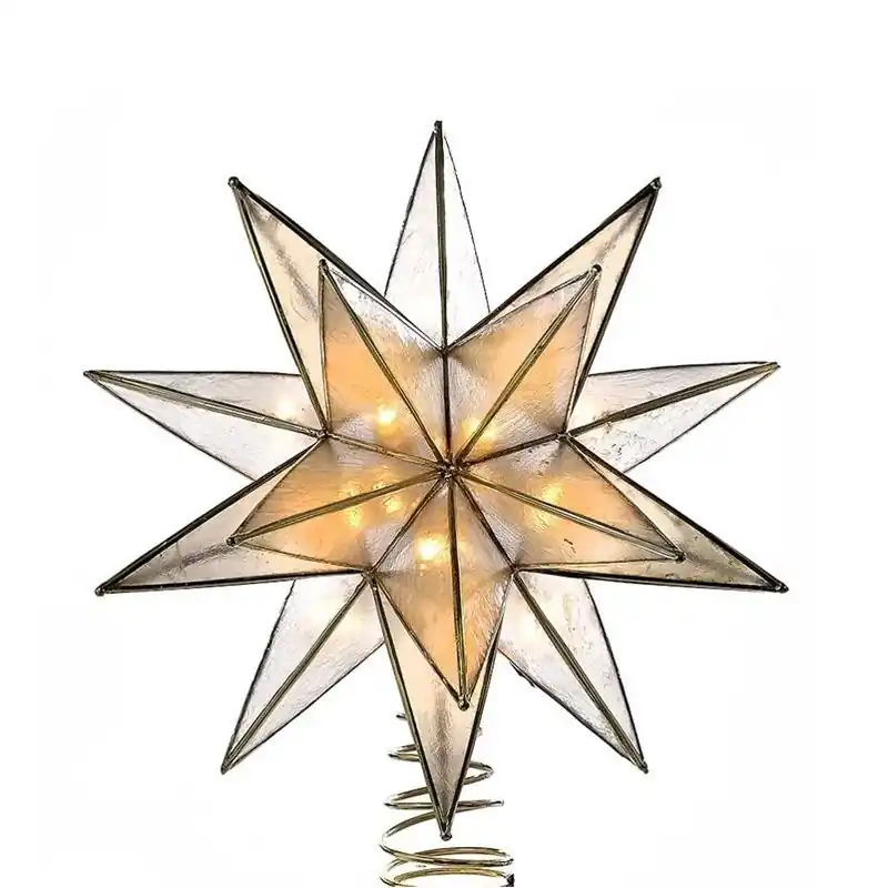 Kurt S. Adler Gold Capiz LED Sputnik Star Tree Topper – Plug‑In Holiday Décor