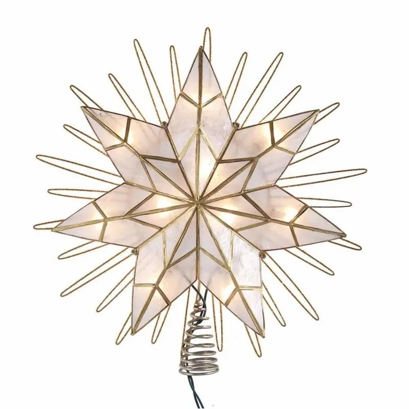 Kurt S. Adler Clear Capiz Star LED Tree Topper – Radiant Holiday Accent