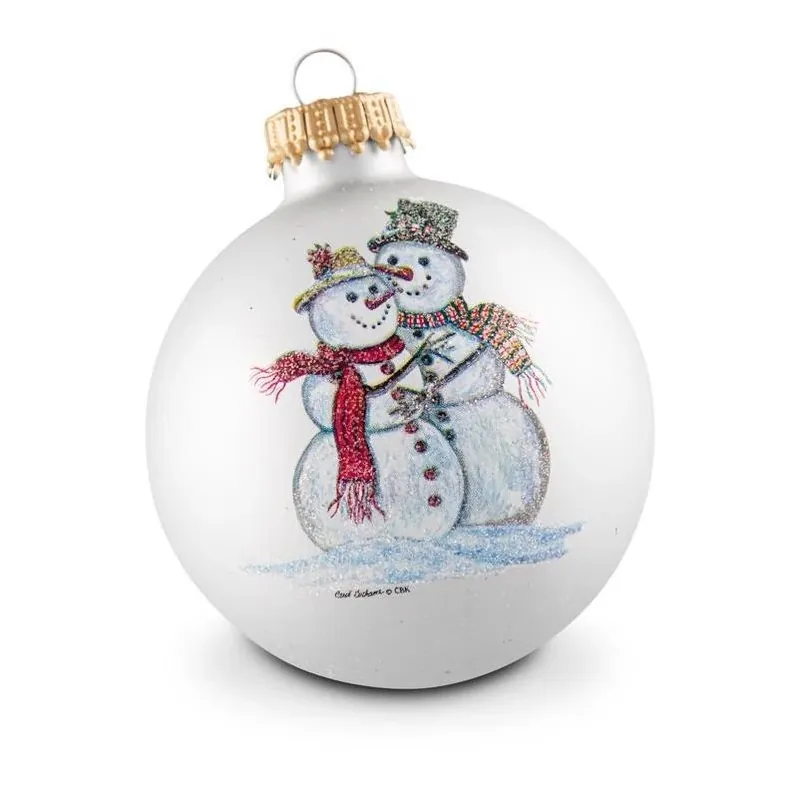Krebs Glass Snowman Sledding Ornament Set – 4 White Holiday Décor Pieces