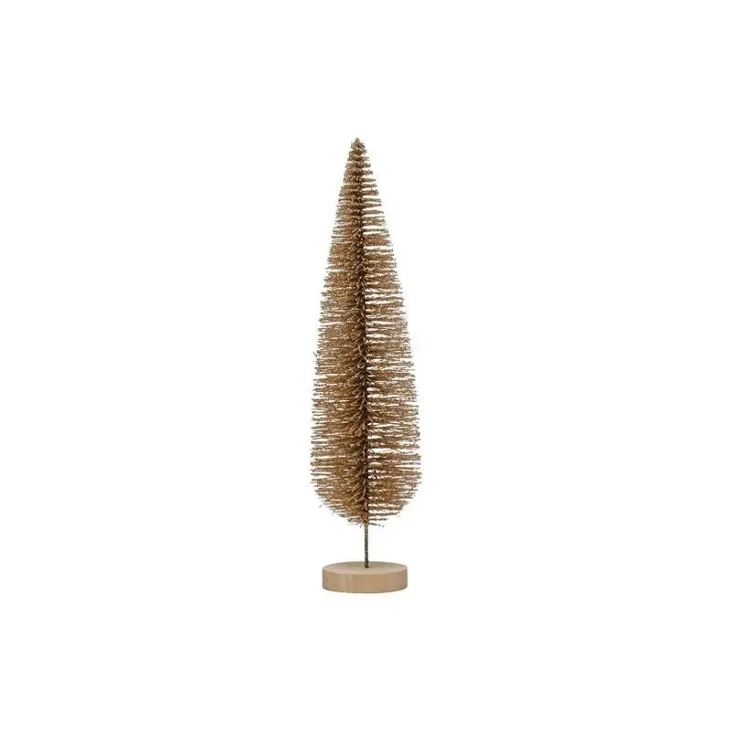 Creative Co‑Op Enchanted Christmas Gold Bottle‑Brush Tree Table Ornament – 13‑inch Holiday Accent
