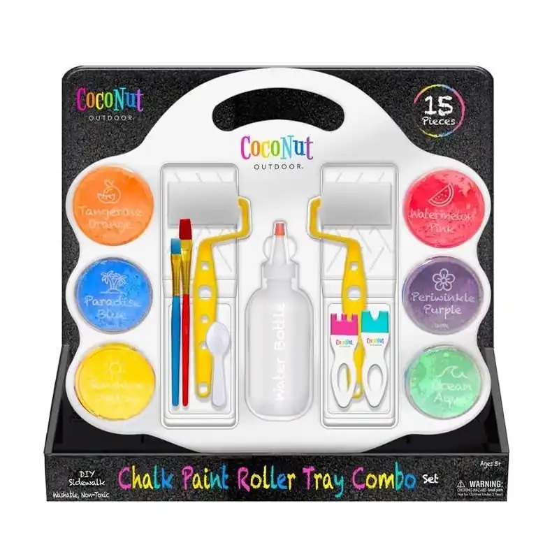 CocoNut Outdoor 17‑Piece Multicolor DIY Sidewalk Chalk Paint Roller Tray Set