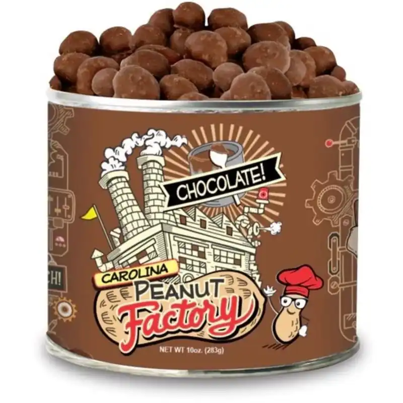 Carolina Peanut Factory Chocolate‑Covered Peanuts – 10 oz Can 1 in 6 Snacks