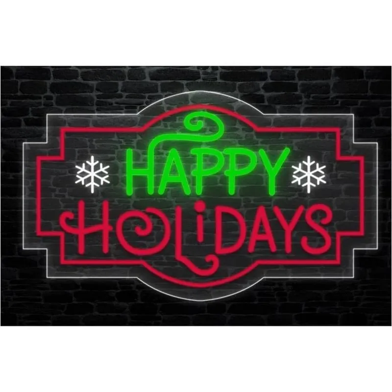 Luxe Light Decor LED Happy Holidays Hanging Ornament – Festive Acrylic Light For Christmas