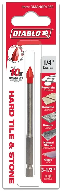 1/4 In. X 3-1/2 In. Carbide Tipped Drill Bit For Glass, Tile, & Stone