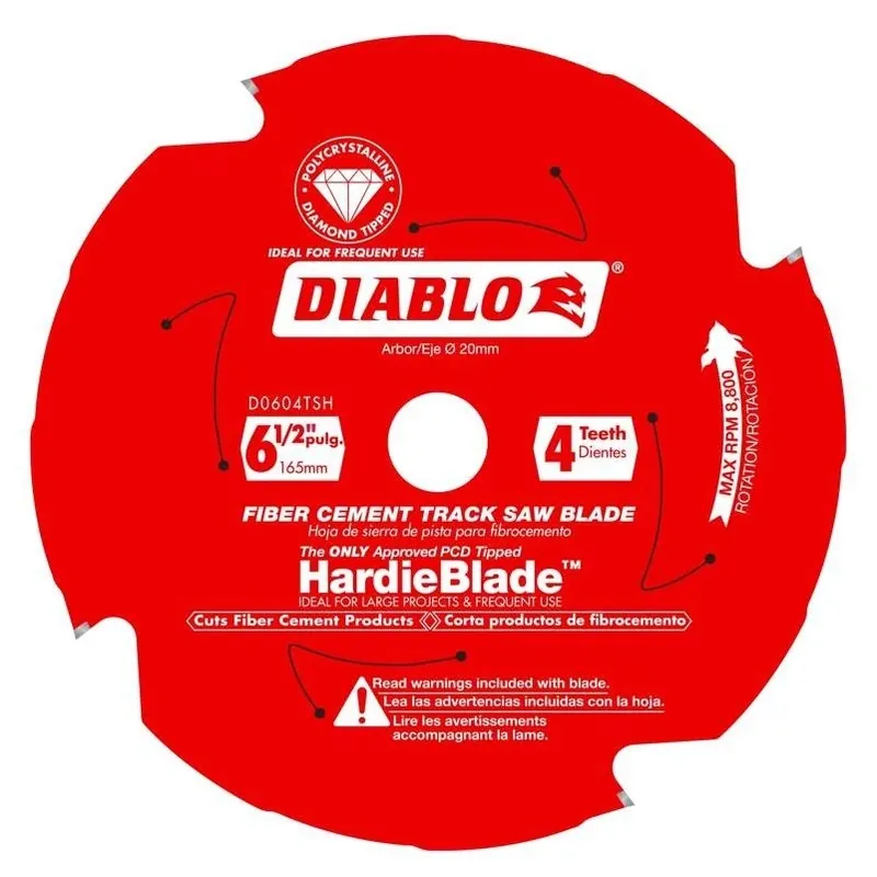 Diablo James Hardie 6.5" Polycrystalline Diamond Track Saw Blade – 4‑Tooth, 20mm Arbor