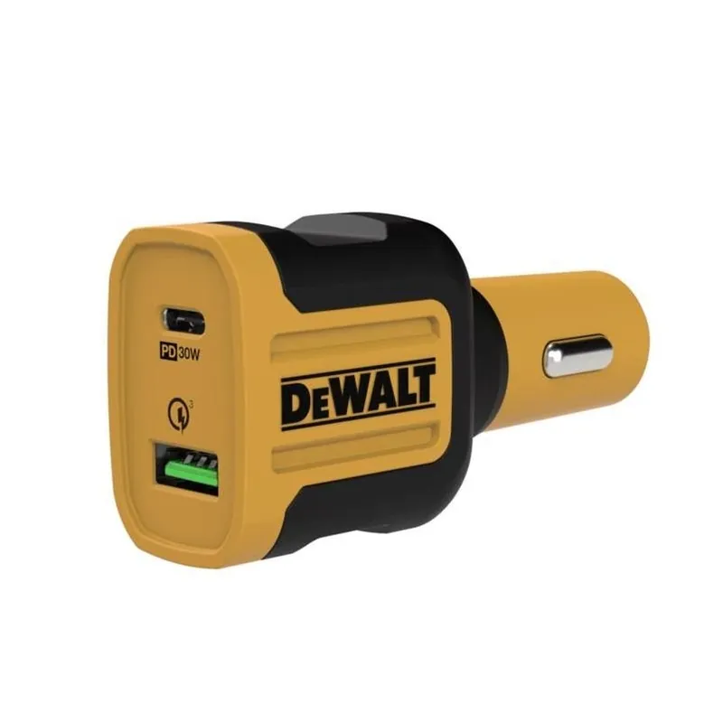 DEWALT Dual‑Port 49.5W USB‑C & USB Fast Car Charger (PD & Quick Charge 3.0)