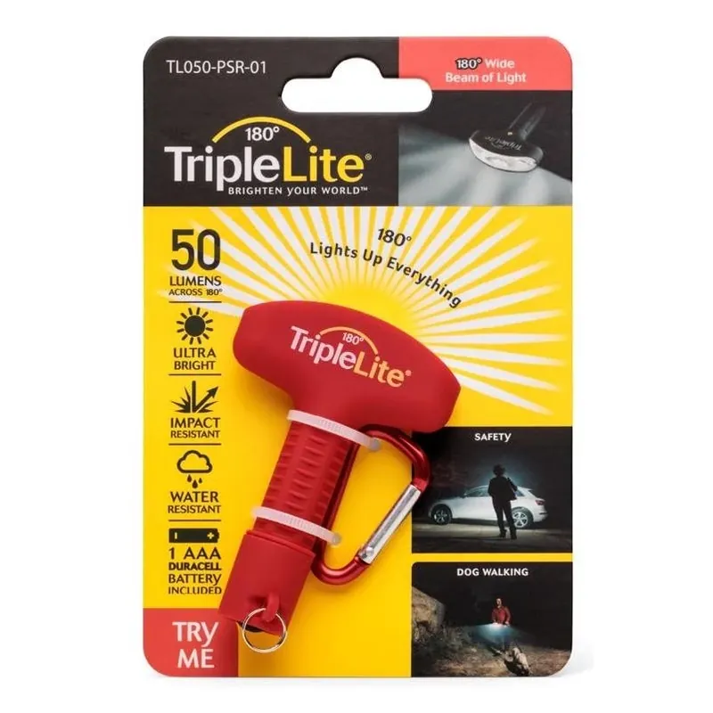 TripleLite Red LED Pocket Flashlight – 50 lm, AAA Powered, Waterproof