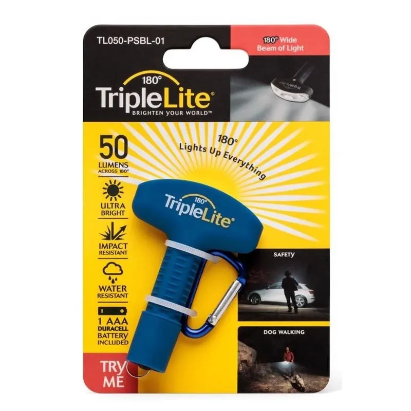 TripleLite Compact Blue LED Flashlight – 50 lm, AAA‑Powered, Waterproof