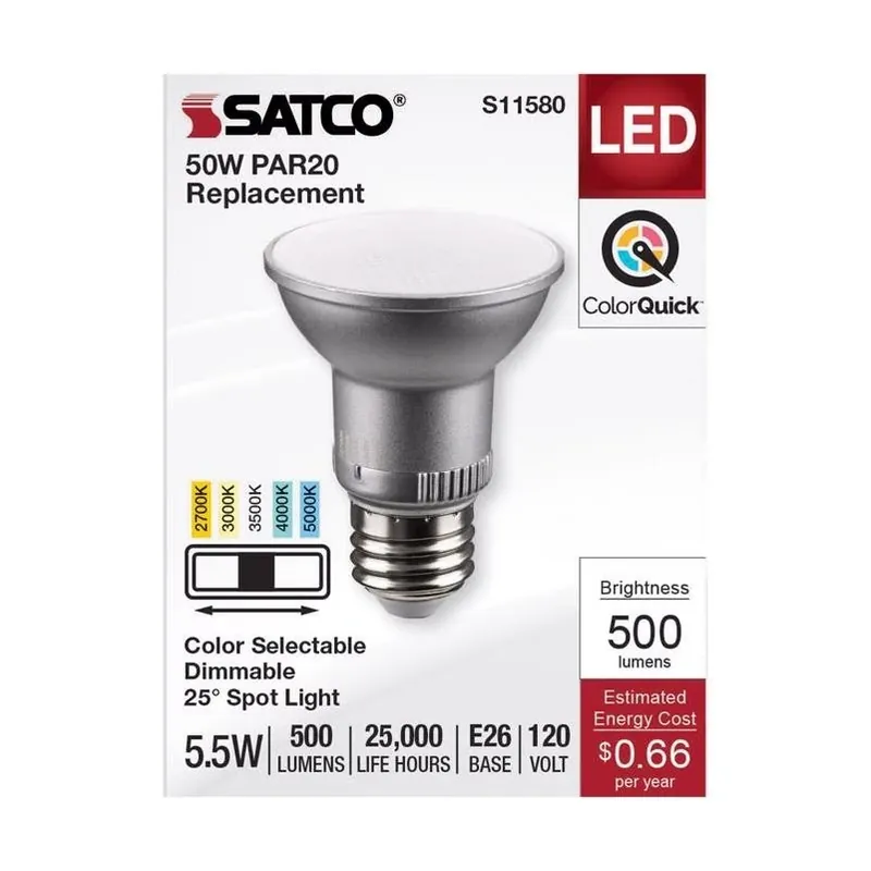 Satco PAR20 E26 (Medium) LED Bulb Tunable White/Color Changing 50 Watt Equivalence 1 Pk