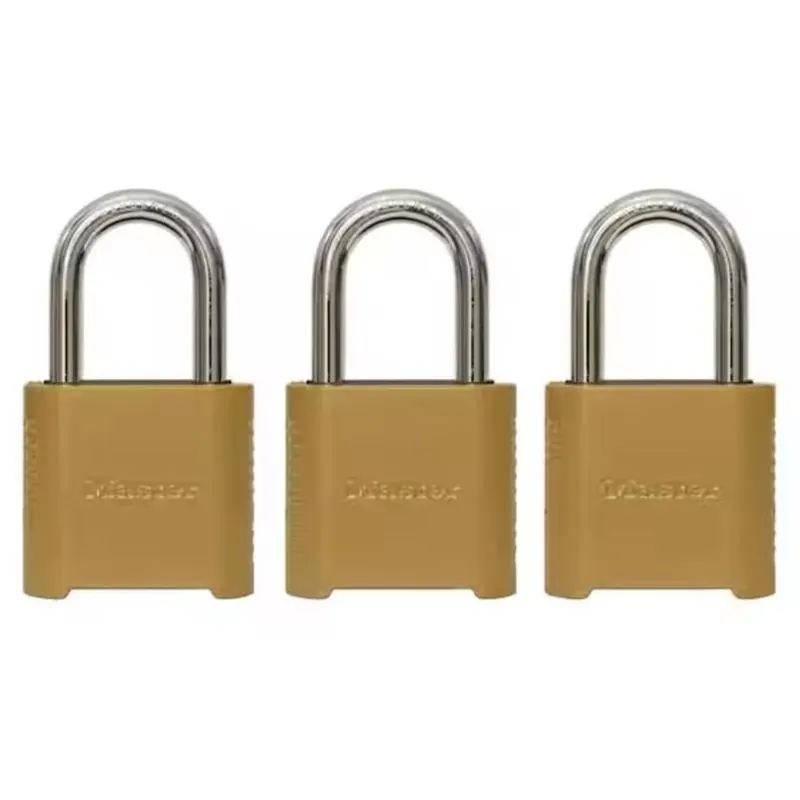 Master Lock Brass-Finished 4-Digit Combination Padlock – Compact Die‑Cast Zinc Security (Pack Of 3)