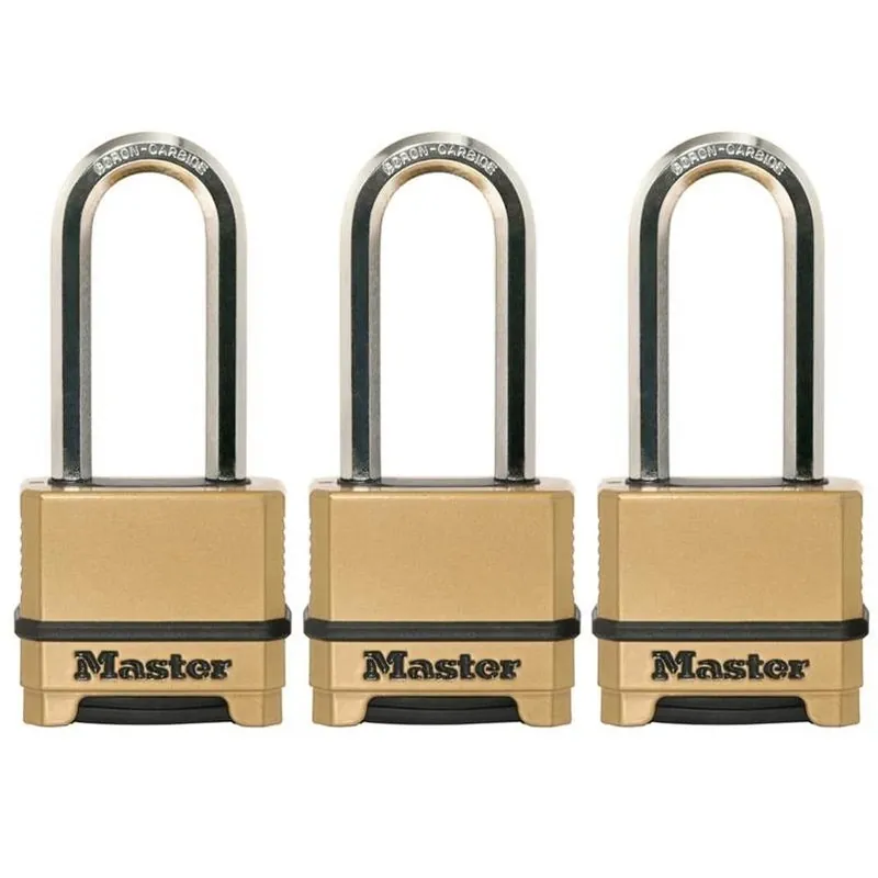 Brass 3‑Digit Combination Padlock – 2‑in. Adjustable Shackle (Pack Of 3)