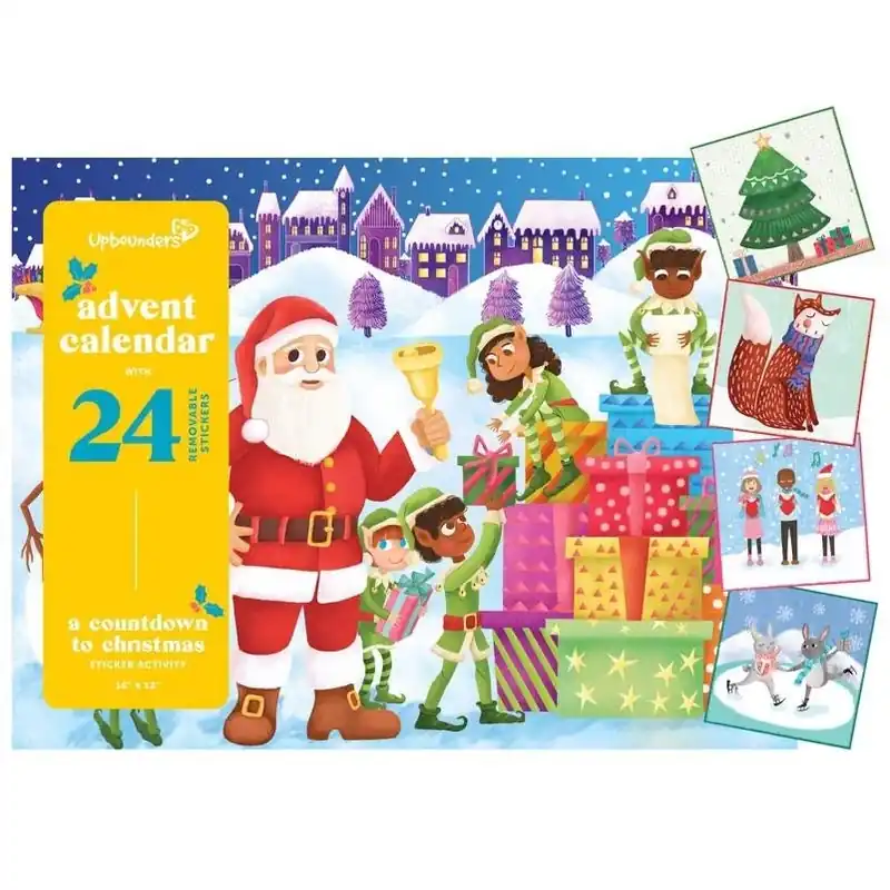 Upbounders Light‑Skinned Santa Advent Sticker Calendar – 16‑Day Holiday Countdown