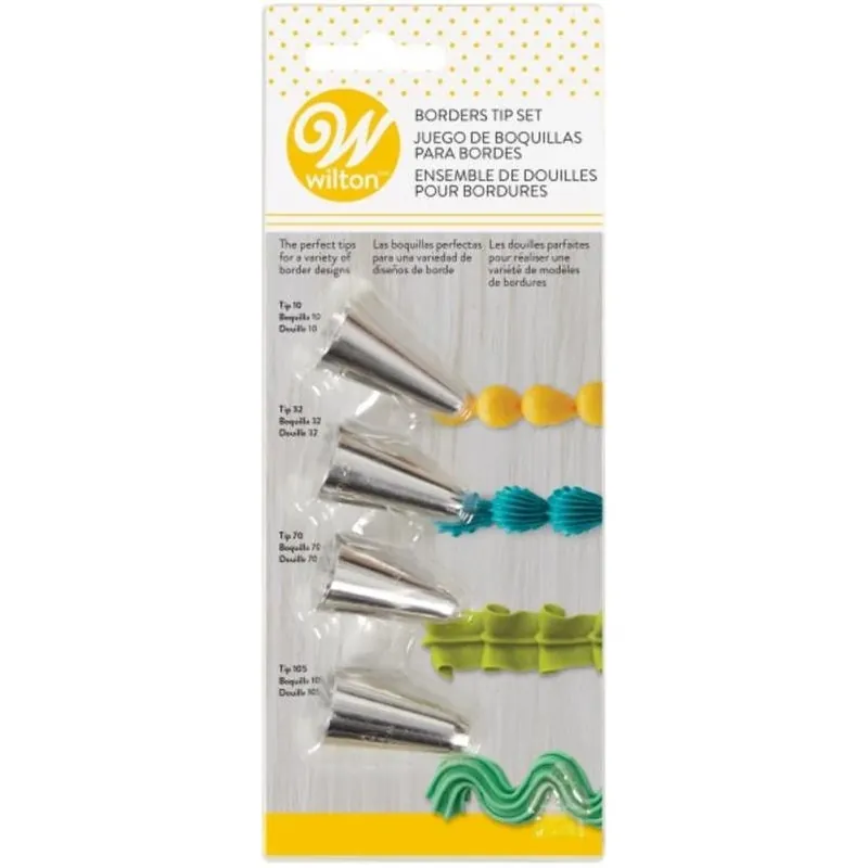 Wilton Decorating Tip Set 4-piece Borders - Includes 105, 70, 32 & 10