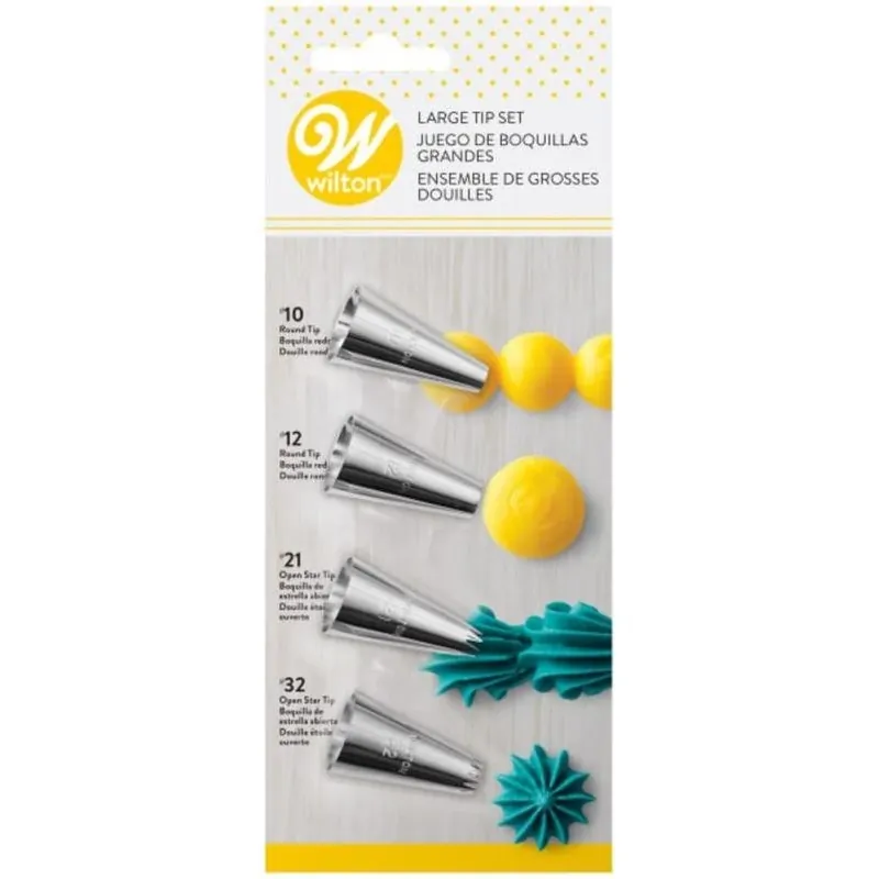 Wilton Large Stainless Steel Cake Decorating Tips – Set Of 4