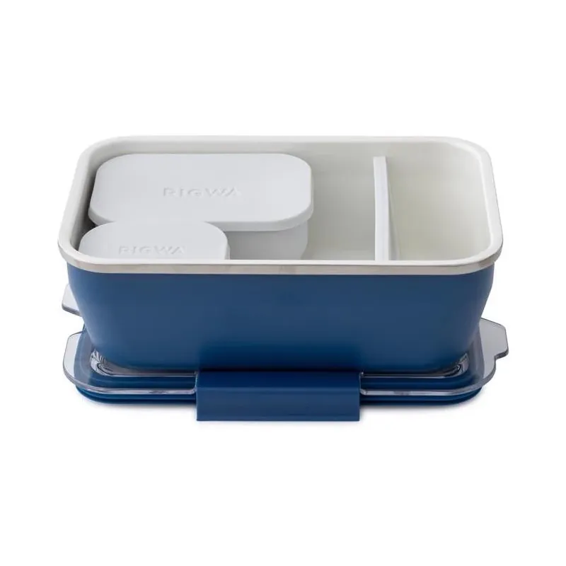 Rigwa Life 36 Oz Navy Stainless Steel Bento Box With Clear Lid – 6‑Piece Set