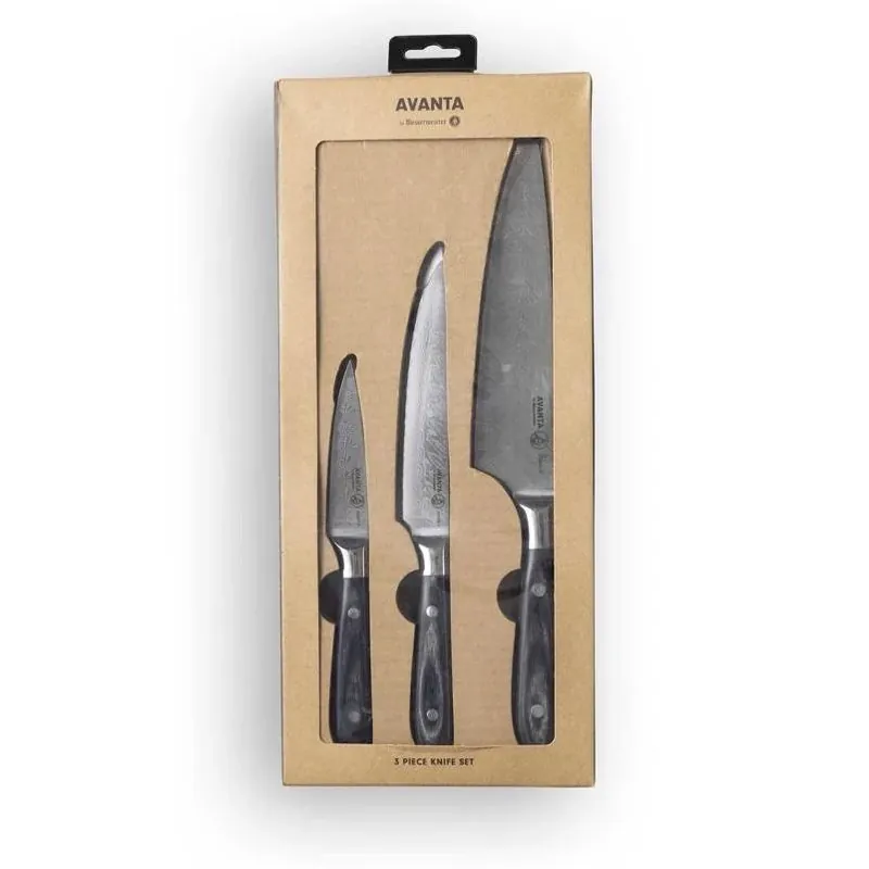 Messermeister Avanta Damascus 3‑Piece Premium Steel Knife Set