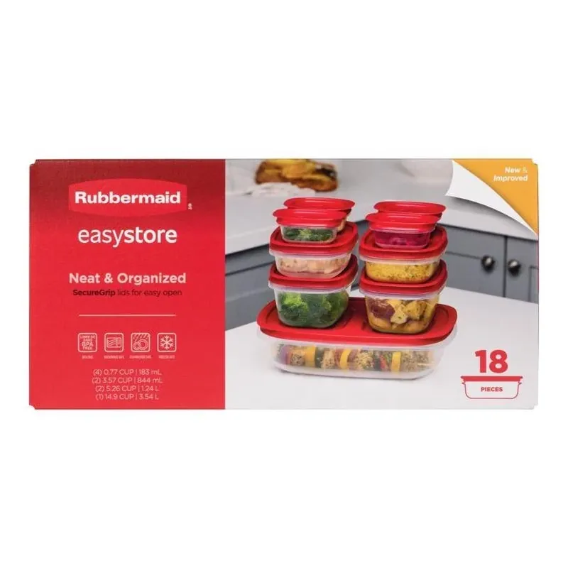 Rubbermaid Easy Store 18‑Piece Clear Food Storage Container Set – BPA‑Free, Freezer & Microwave Safe