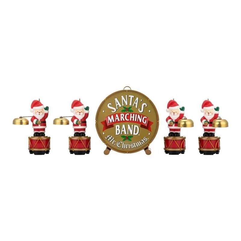 Multicolor Santa Marching Band Animated Christmas Decor – Battery‑Operated Musical Brass Figure