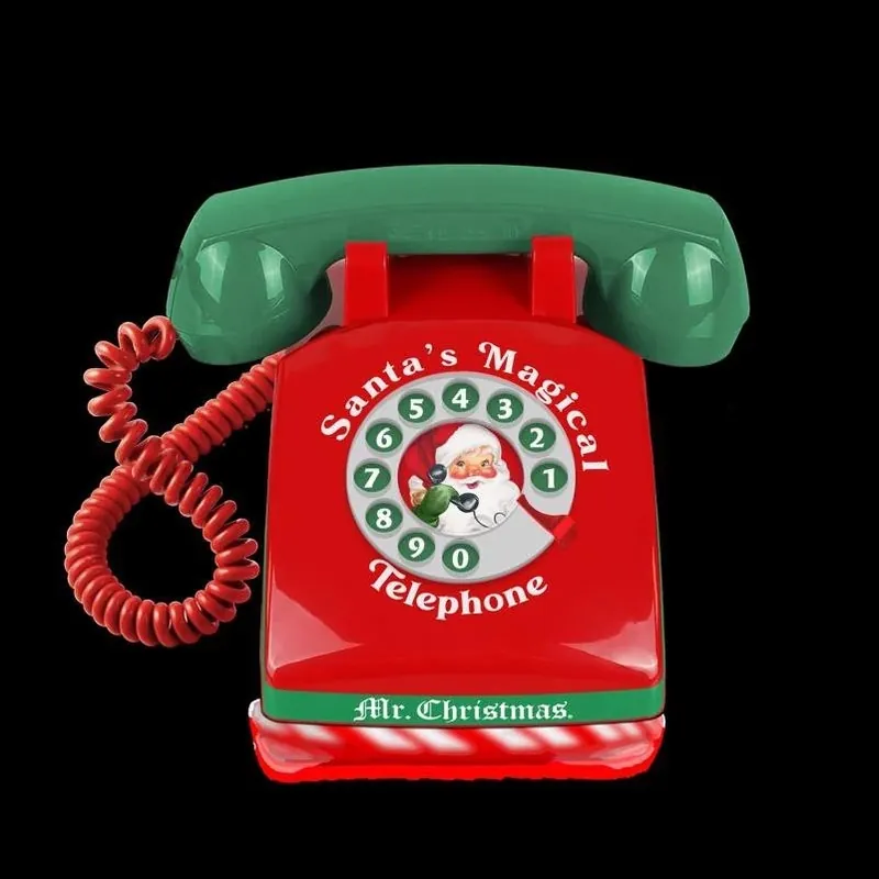 Multicolored Animated Santa Phone Figurine – Mr. Christmas Holiday Décor