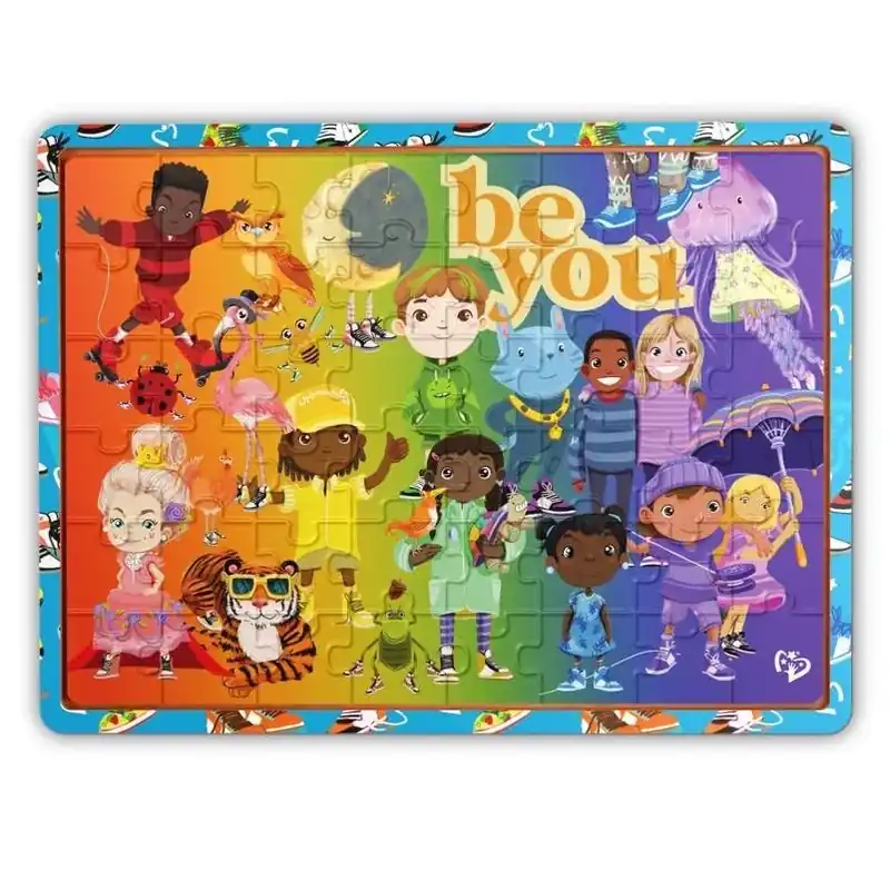 Upbounders 48‑Piece Rainbow Kicks Wooden Puzzle With Handy Storage Tray – Kids Learning Toy