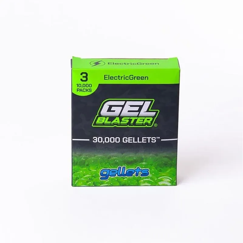 Gellets Green Water Bead Ammo Pack – 3 × Gel Blaster Pellets (1.35 × 4.1 × 4.8 cm)