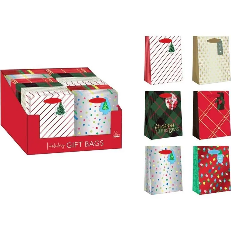 Assorted Holiday Small Treated Gift Bags – Festive Paper Pouches For Small Presents
